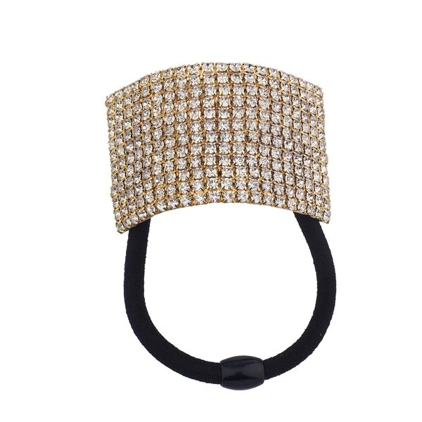 Lux Accessories Goldtone Full Crystal Rhinestones Ponytail Holder Stretch Elastic Hair Ties