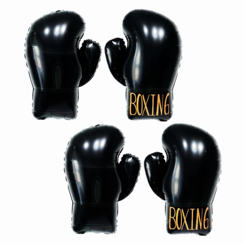 4Pcs 26 Inch Boxing Glove Balloons/Boxing Match Decorations/Fitness Wrestle Pugilist Boxing Platform Party Decorations for Boys Men Birthday Party Supplies/Fight Sports Theme Boxer Party Decor (Black)