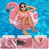 Fudragtn Inflatable Flamingo Unicorn Pool Floats for Kids, 2 Pack Swim Rings with Safety Seat and Handle, Pool Tubes for Floating, Fun Beach Floaties, Summer Party Pool Toys for Toddlers