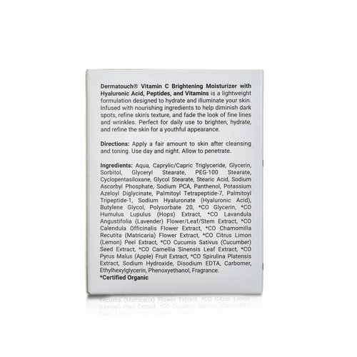 DERMATOUCH Vitamin C Moisturizer with Hyaluronic Acid, Peptides & Sea Algae, 1.75 fl oz - Made in America