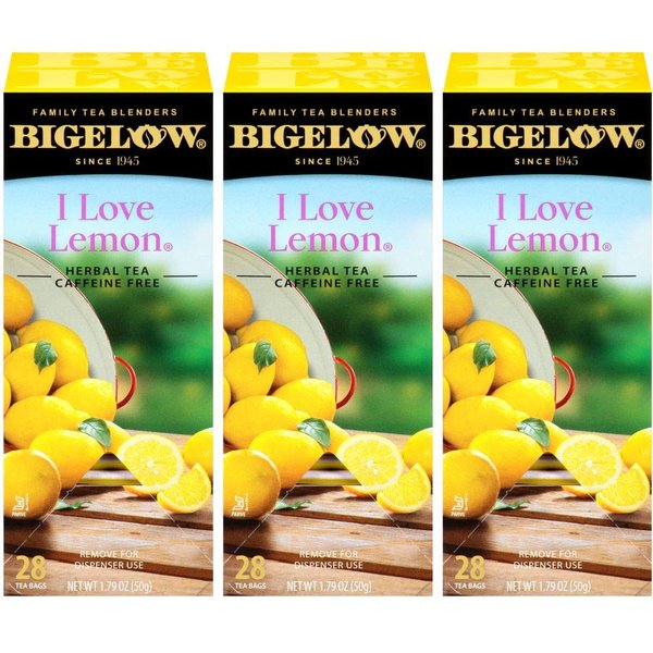 Bigelow I Love Lemon Herbal Tea Bags 28-Count Box (Pack of 3) Lemon-flavored Herbal Tea Bags with Vitamin C All Natural