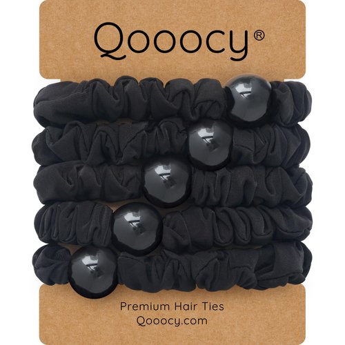 Qooocy Hair Tie Bracelets, Hair Ties for Women Girl, Ponytail Holders for Thick Hair, Superior Strong Stretchy Braided Hair Ties, No Slip Damage Crease Hair Bands-8Pcs, Black