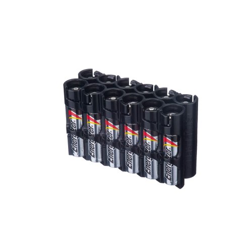 Storacell by Powerpax AAA Battery Storage Caddy, Black, Holds 12 Batteries (Not Included)