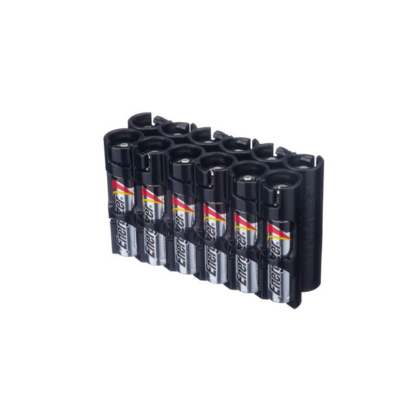 Storacell by Powerpax AAA Battery Storage Caddy, Black, Holds 12 Batteries (Not Included)