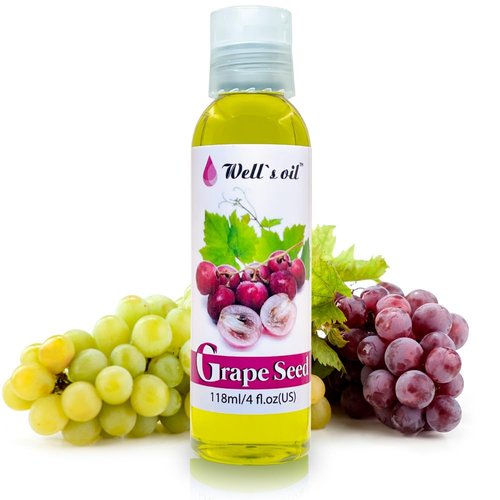 GRAPESEED OIL | 4oz(118ml) | All-Natural | For Hair + Skin + Nails | Moisturizer and Sensitive Skin | Refined, Cold Pressed | All Skin Types | by Well’s Oil