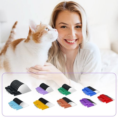 COSYONALL Animal Stainless Steel 9 Color Dog Guide Comb Set,Cutting Length 1/8" to 1 1/4" for 10#/15#/30# A5 Detachable Blade,Compatible with Andis, Oster A5, Wahl KM Series Clipper Guards