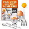 Eparé Egg Topper Cutter - Egg Cups & Holder for Soft Boiled Eggs - Egg Cracker Tool Set - Stainless Steel Soft Boiled Egg Cutter - Egg Spoons for Soft Boiled Eggs