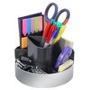 Kantek Two-Tone 360-Degree Rotating Desktop Organizer, 6-Inch Wide x 6-Inch Deep x 4.4-Inch High, Black/Silver (ORG620)