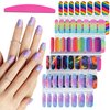 SILPECWEE 5 Sheets Rainbow Nail Wraps Nail Polish Stickers Self Adhesive Nail Polish Strips Gel Nail Strips Ombre Nail Design Fingernail Manicure Sticker Nails for Women with 1pc Nail File