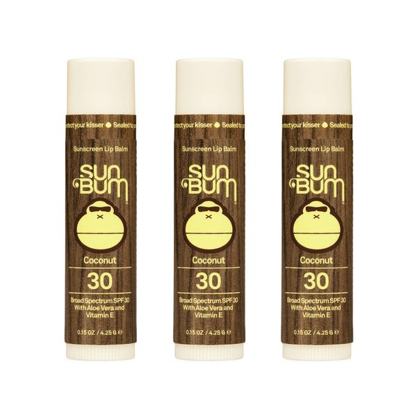 Sun Bum Sun Bum Spf 30 Sunscreen Lip Balm Vegan and Cruelty Free Broad Spectrum Uva/uvb Lip Care With Aloe and Vitamin E for Moisturized Lips Coconut Flavor 3 Pack