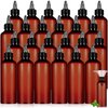 Barydat 24 Pcs Squeeze Bottle Twist Top Applicator Bottles Empty Hair Oiling Bottle with 4 Funnels Refillable Plastic Liquid Containers Plastic Bottles for Liquid Hair Oil Shampoo Lotion (Amber,3 oz)