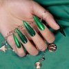 RARJSM Green Cat Eye Gel Nail Polish with Magnet Stick Diamond Emerald Green Velvet Cateye Gel Polish 15ml Single Bottle Sparkle Shimmer UV LED Curing Requires Soak Off Home Salon Christmas Manicure