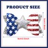 Vsdski 2pcs 4th of July Bow Hair Clips Independence Day Hair Accessories for Girls USA Flag Hair Bow Barrettes Glitter Silver Star Hair Bows Clips Alligator Clip Patriotic Holiday Party Outfit Decor