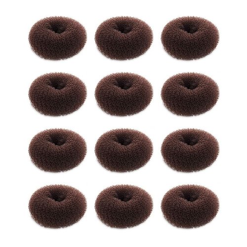 SQULIGT 12 Pcs Small Hair Bun Maker, Small Hair Donut Set for Kids Girls Women, Hair Donut Bun Maker Tool for Short and Thin Hair Crown Shapers Accessories (Size S/ 2.3 Inch, Dark Brown)