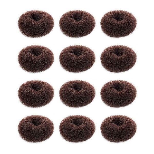 SQULIGT 12 Pcs Small Hair Bun Maker, Small Hair Donut Set for Kids Girls Women, Hair Donut Bun Maker Tool for Short and Thin Hair Crown Shapers Accessories (Size S/ 2.3 Inch, Dark Brown)