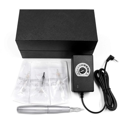 Eyebrow Tattoo Machine Pen - BIOMASER Profession Rotary Permanent Makeup Tattoo Pen Tattoo Gun Eyebrow Carving Kit for P300 with 3 Cartridge Needles for Eyeliner Lip Counter