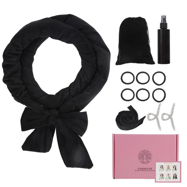 LOQOUSE Heatless Hair Curler Heatless Curls Heatless Curling Rod Headband 70.8-Inch Long Velour Hair Curlers No Heat Overnight Hair Curler Headband to Sleep For Women Holiday Gifts 10 Pieces Set Black