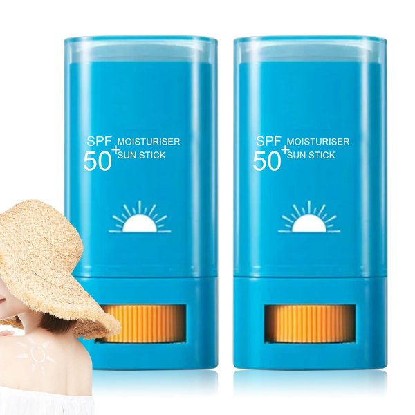 2 PCS Face Sunscreen Stick,SPF 50+ Sunscreen Stick Face,Oil Control Lightweight Sunscreen Face Stick,Matte Stick Sunscreen for Face