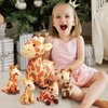 OUOZZZ Giraffes Stuffed Animals with Babies Inside Plush Toys Set Mommy and 4 Little Giraffes Babies - Gift Present Toys for Girls Boys Kids Toddler Infant