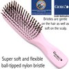 GIORGIO Hair Brush for Men and Women, Gentle Mini Hair Detangler Brush, Dual Length Bristles, Scalp Massager, Travel Detangling Brush, All Hair Types, Pink