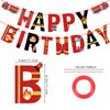 Fire Truck Happy Birthday Banner for Fire Engine Rescue Birthday Party Sign Firetruck Birthday Party Supplies Firefighter Birthday Party Decorations for kids Boys Red