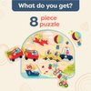 B. toys- Vehicles On The Go!- Wooden Peg Puzzle – Educational Puzzle – Vehicles Peg Puzzle for Toddlers, Kids – 7 Chunky Pieces – 18 Months +