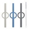 YAPROMO Silicone Baby Teether Tubes for Infants with Nursing Biting Chewing - 3 Pack 3 Pcs-Blue&Beige&Grey