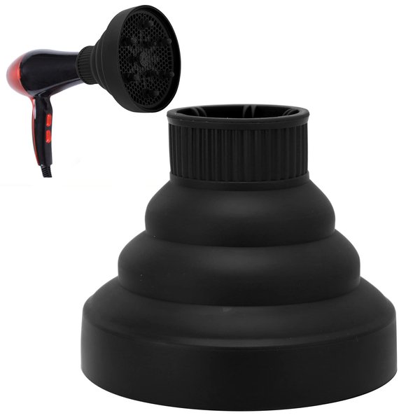 Betued Universal Collapsible Hair Dryer Diffuser, Portable, Foldable, Lightweight, Black