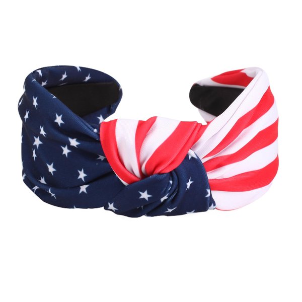Lonext Independence Day Knotted Headband for Women Red White Blue USA Flag Twist Turban Headband Elastic Wide Hair Hoop for Girls (American Flag Colors)