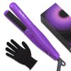 AmoVee Mini Flat Iron Smart Ceramic Tourmaline Hair Straightener Negative Ionic Technology with Heat Resistant Glove for Travel, 1/2 Inch, 110V - 240V, Purple