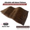 Clip in Hair Extensions Human Hair, Short Straight Medium Brown Clip in Extensions Double Weft 70grams 7pcs Clip ins Real Hair Extensions for Thin Hair 2-3 Sets for Full Head
