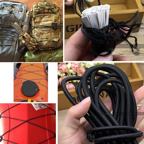 1/8" x 25' Bungee Shock Cord - Elastic Nylon Cords Kayak Stretch String Rope & Tie Down Trailer Strap, Marine Grade