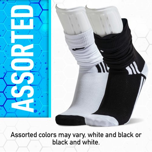 Franklin Sports Sports Youth + Adult Soccer Shin Guard Socks - Adults + Kids Soccer Socks with Built-In Shin Guards - Protective Soccer Gear for Kids + Adults - Black or White - Assorted Colors May Vary