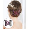 4 Pieces Magic Hair Combs for Women Accessories, Stretchy Double Comb Hair Clip Adjustable Elastic Hair Comb for Thick Curly Thin Hair, Adjustable Magic Hair Clip Combs (Blue, Coffee, Red, Rose Red)