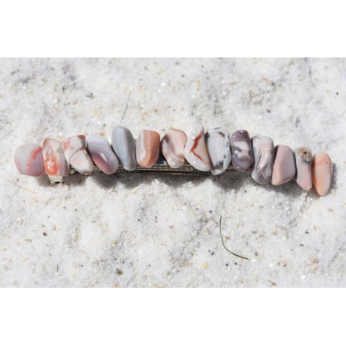 Pink Botswana Agate Stone French Barrette Hair Clip 4" or 100 mm Length