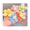 2PCS Fabric Flower Ropes Hair Band Ties Ponytail Holders Soft Elastic Bands with Flowers Accessories for Children Girls and Ladies (Purple)