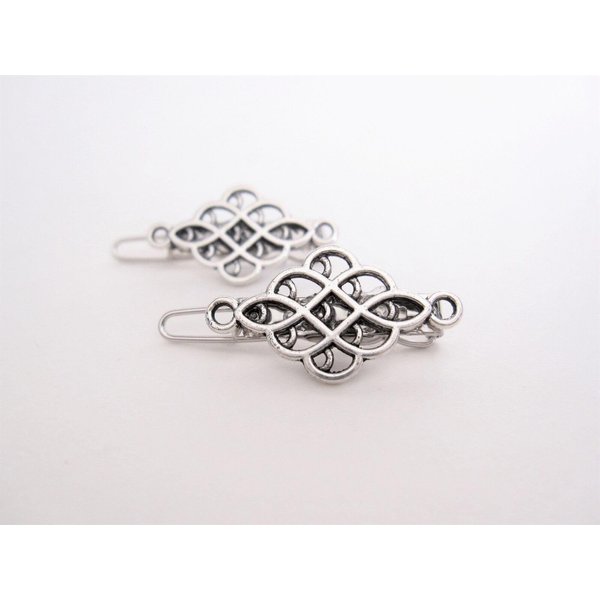 Generic 2 extra tiny small silver metal knot hair pin clip barrette fine thin hair