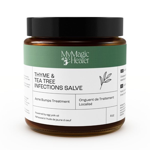 Thyme & Tea Tree Infections Salve | Spot Treatment Salve | Cystic Acne Healing | Blind Pimples | Preventative Ingrown Hair Care | Nodules | Infected Body Cyst | Vaginal Boils | Bartholin Cyst