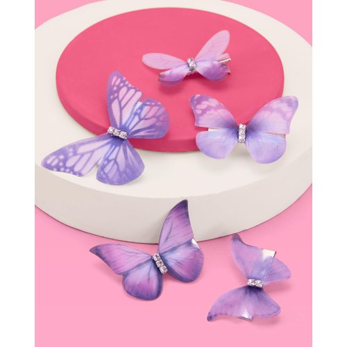 xo, Fetti Purple Butterfly Rhinestone Organza Hair Clips - 5 pcs | Bachelorette Party Favors, Birthday Girl Accessory, Concert Party Decorations, Rave Hair Supplies, Festival