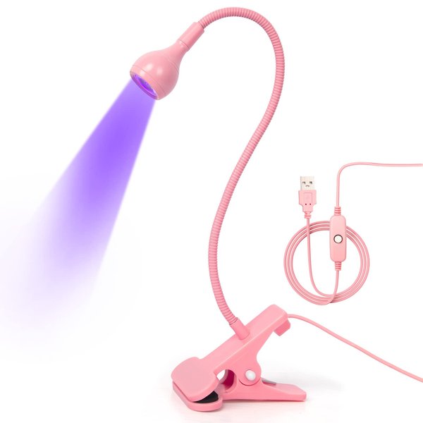 krofaue UV Nail Polish Curing Lamps, Gel UV Gooseneck Nail Lamp 3W 5V Gel Nail Polish UV Light with 4 Levels Setting Lamp Clip Professional Nail Dryer for Gel Polish Curing Nail Tips Art Tools