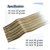 Tape in Hair Extensions Real Human Hair 16 Inch Ash Blonde Mixed Bleach Blonde 30g, Seamless Skin Weft Long Straight Highlight Silky Straight 20pcs.