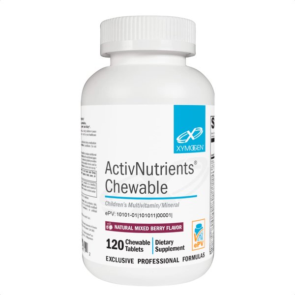 XYMOGEN Children's ActivNutrients Chewable - Mixed Berry Multivitamin for Kids - Multi Vitamin Multimineral for Wellness + Immune Support - Chelated Minerals + B Vitamins with Folate (120 Tablets)