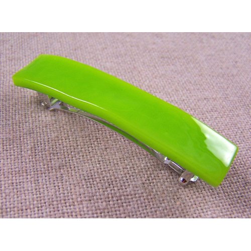 Stained Glass Barrette - Small 2.5" 65mm - Spring Green Lime Leaf Bright Green Slide Clip Hair Accessories