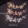 Teyglen Bride Wedding Flower Hair Comb Crystal Leaf Pearl Side Hair Comb Bridal Rhinestone Hair Pieces Hair Accessories for Women Girls Bridesmaid (Rose gold)