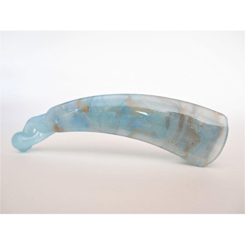 Generic Blue and gold glitter banana hair claw clamp clip