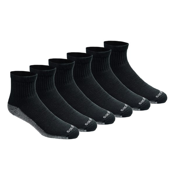 Dickies Men's Dri-tech Moisture Control Quarter Socks Multipack, Black (6 Pairs), Shoe Size: 15-17