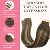 GOO GOO Balayage Chocolate Brown to Honey Blonde 16 Inch 50g 20pcs Human Hair Straight Real Hair Tape in Remy Hair Extensions