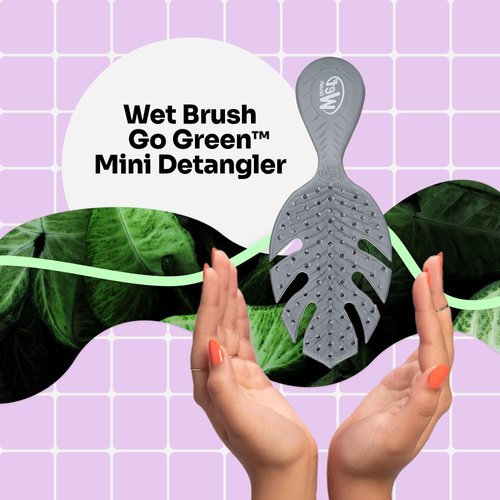 Wet Brush Go Green Mini Detangler, Grey - Detangling Travel Hair Brush - Ultra-Soft IntelliFlex Bristles Glide Through Tangles & Gently Loosens Knots While Minimizing Pain, Split Ends & Breakage
