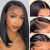 ALHER Short Bob Wig Small Cap Lace Front Wigs Human Hair Pre Plucked Straight, 13X4 Transparent Frontal Wigs 180% Density for Black Women, Small Cap Size 21-21.5 Natural Black 14 Inch