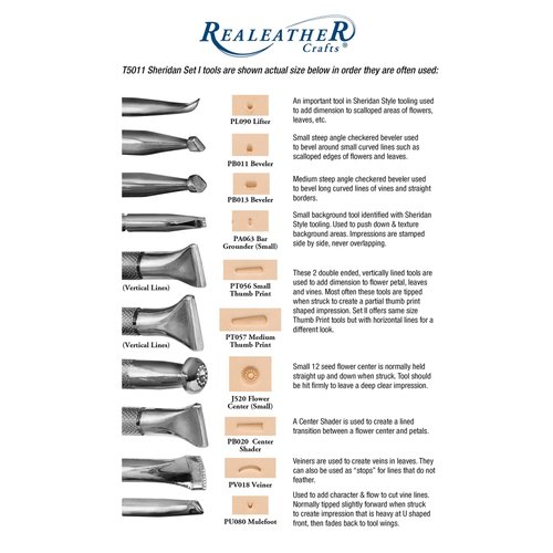 Realeather Sheridan Stamp Tool Set I, Chrome Plated, 1 x 5.4 x 7.4 inches